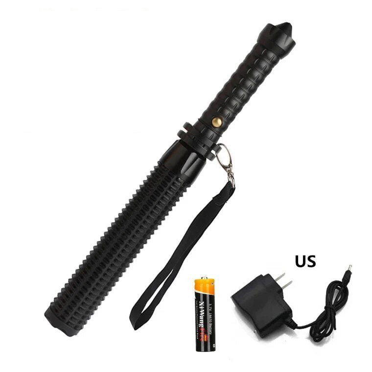 Tactical Rechargeable FlashLight - prestiged Black US Charger